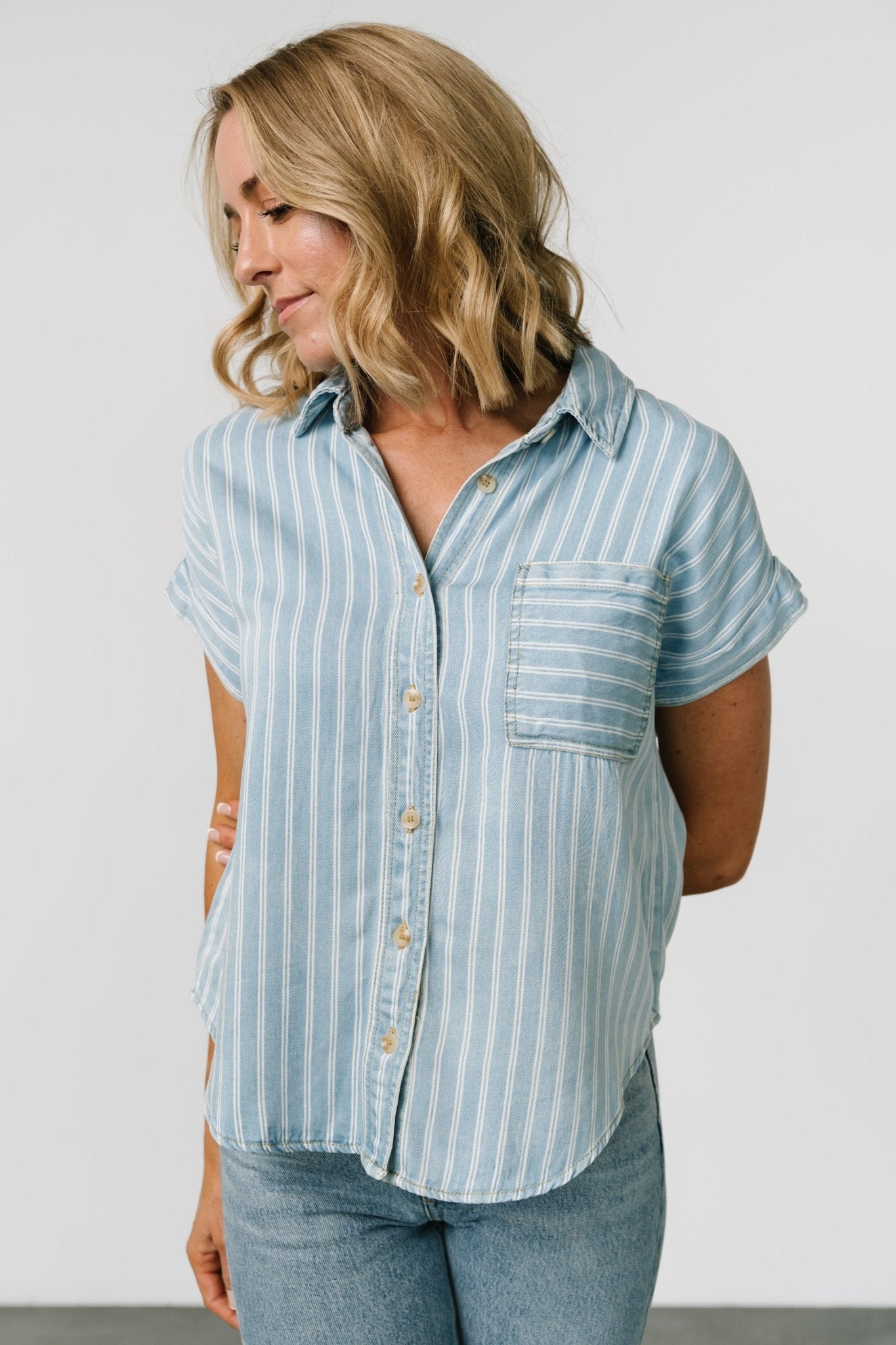 Striped Top | Denim Blue - Image 6