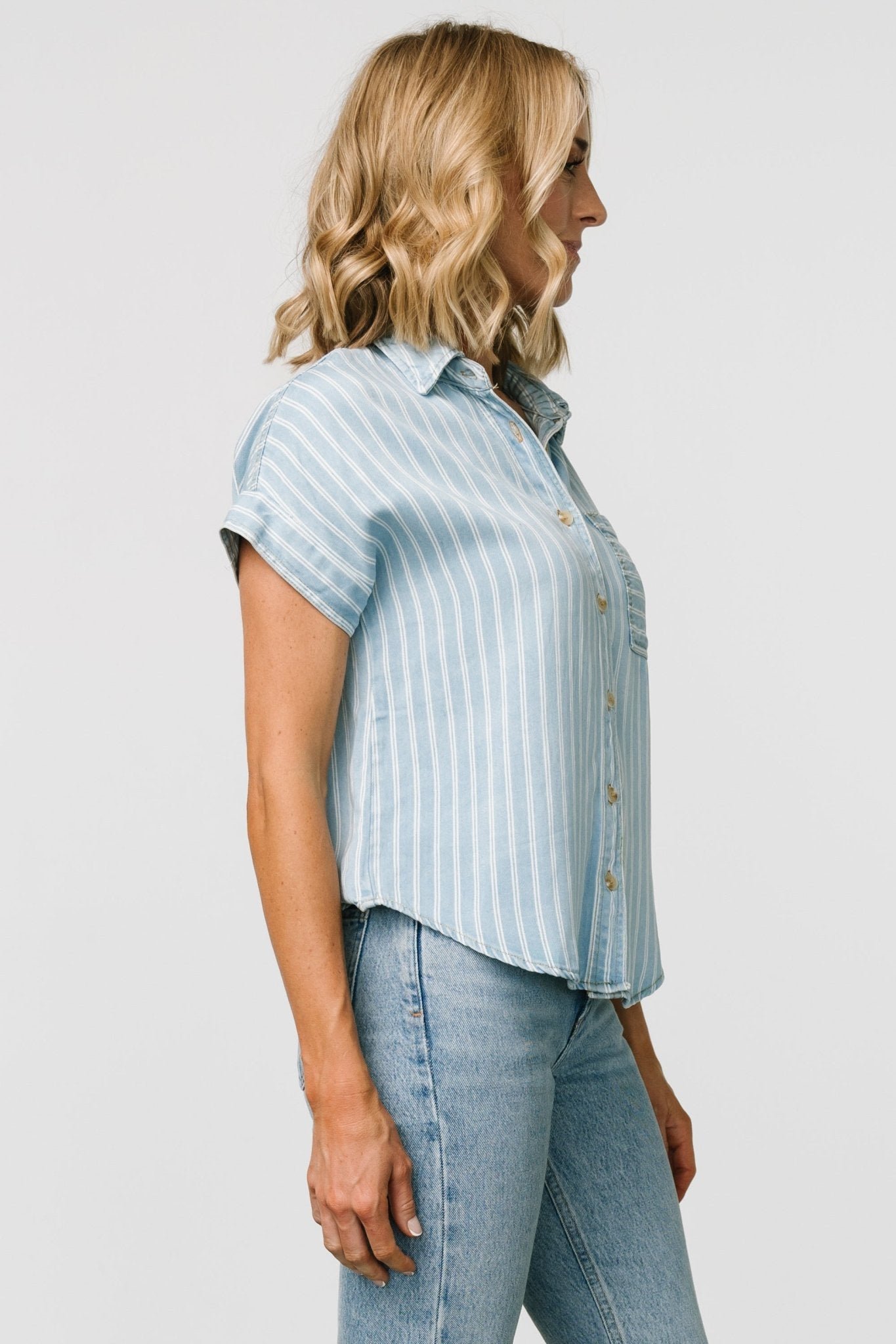 Striped Top | Denim Blue - Image 3
