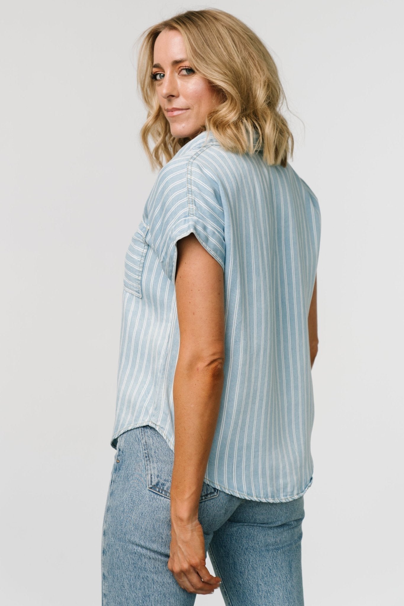 Striped Top | Denim Blue - Image 5