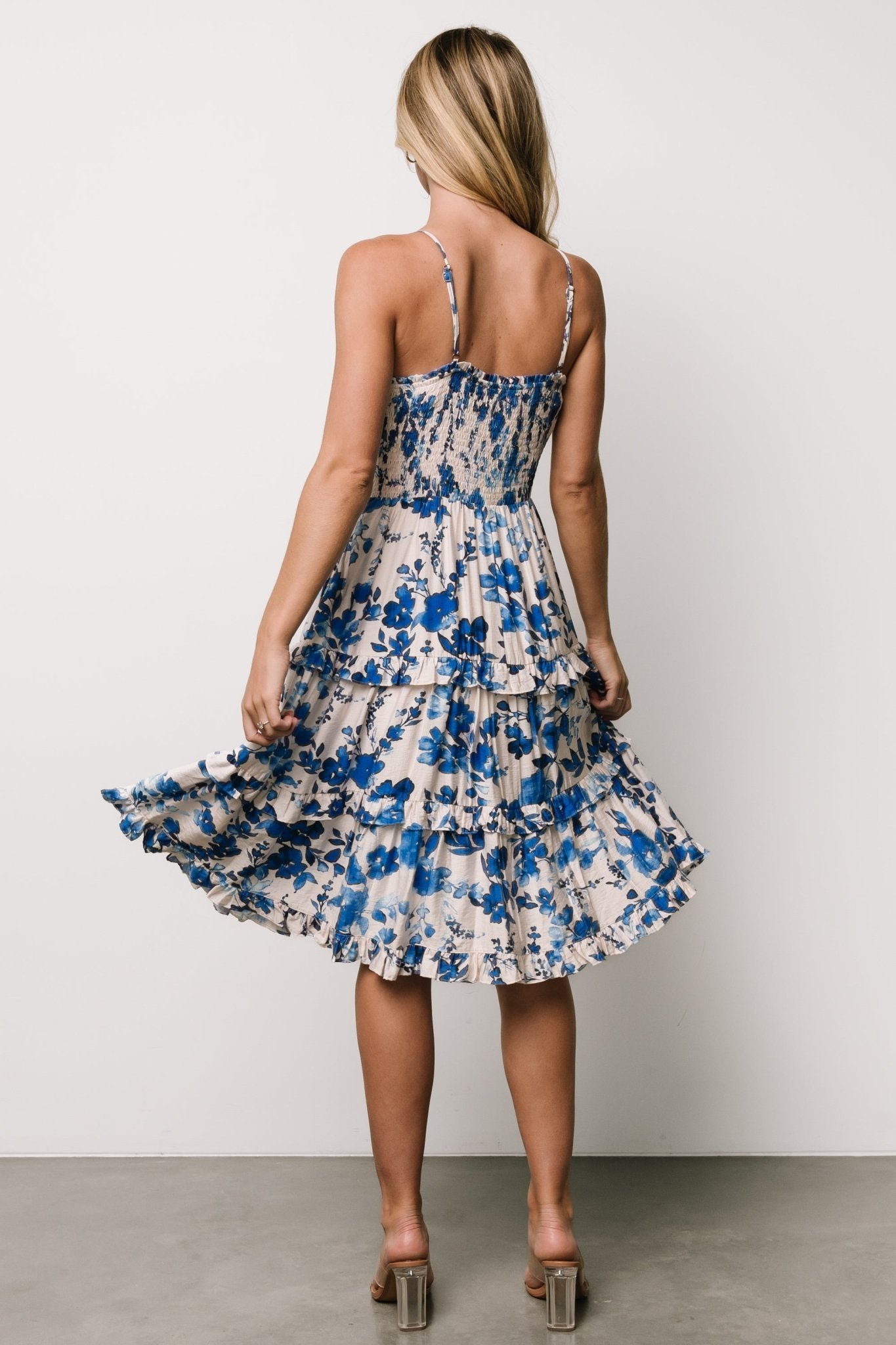 Midi Dress | Ivory + Blue Floral - Image 5