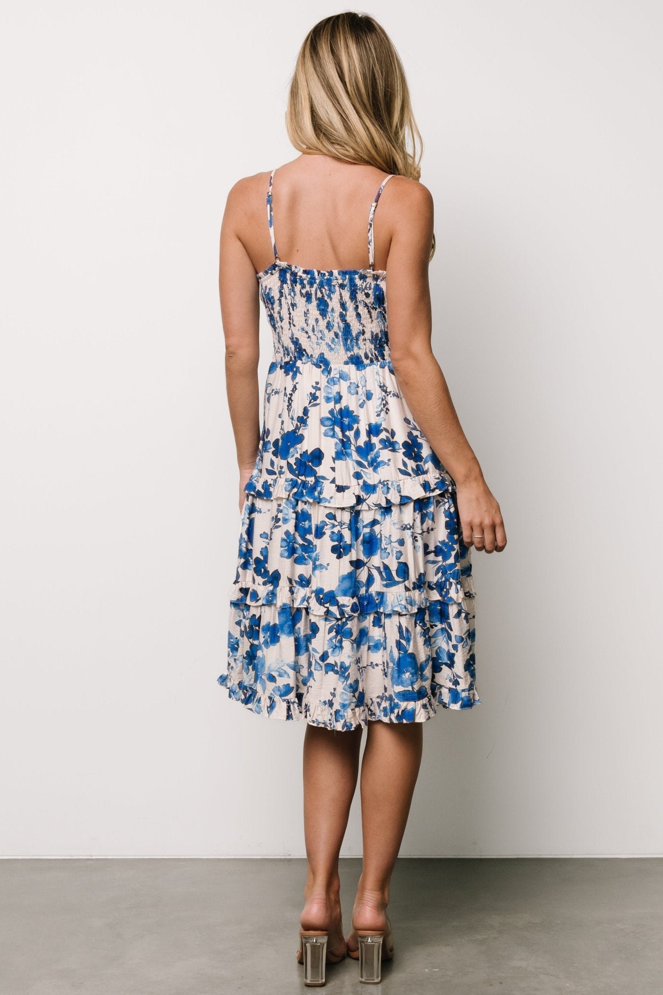 Midi Dress | Ivory + Blue Floral - Image 7
