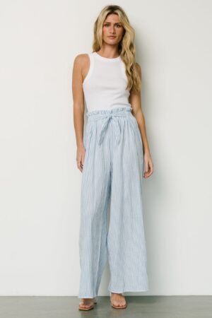 Wide Leg Pants | Blue Stripe