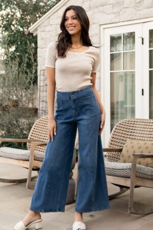 Mid Rise Wide Leg Jeans | Dark Wash