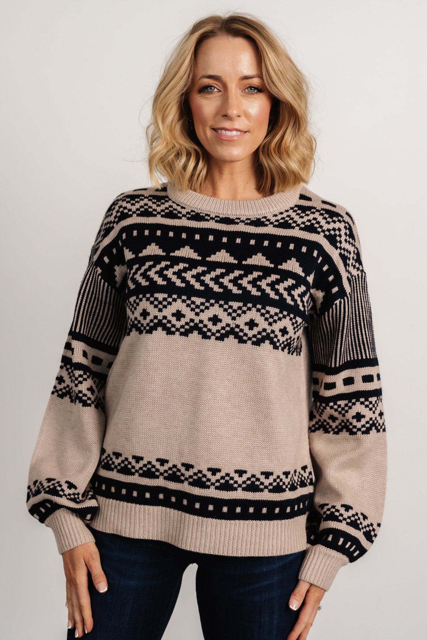 Sweater | Taupe + Navy - Image 4