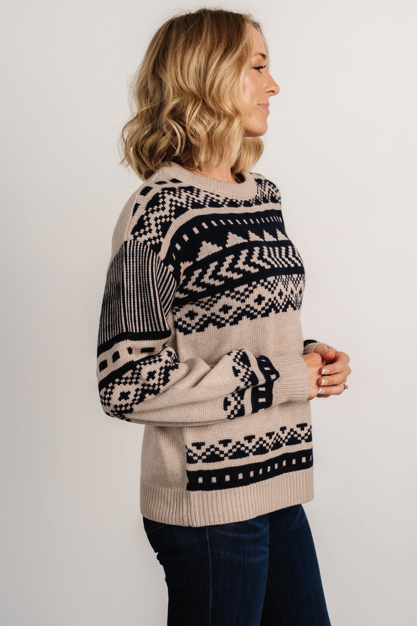 Sweater | Taupe + Navy - Image 2