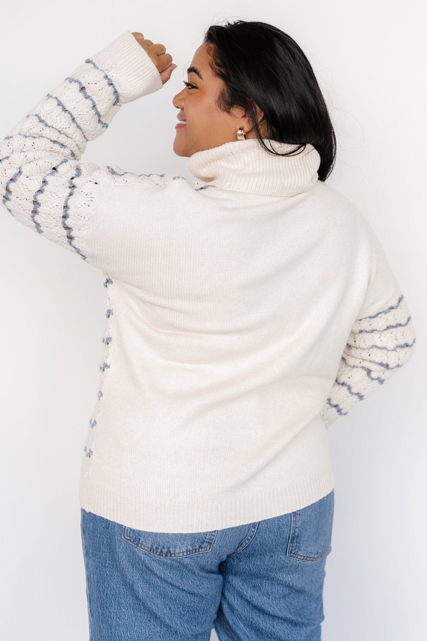 Knit Sweater | Ivory + Blue - Image 11