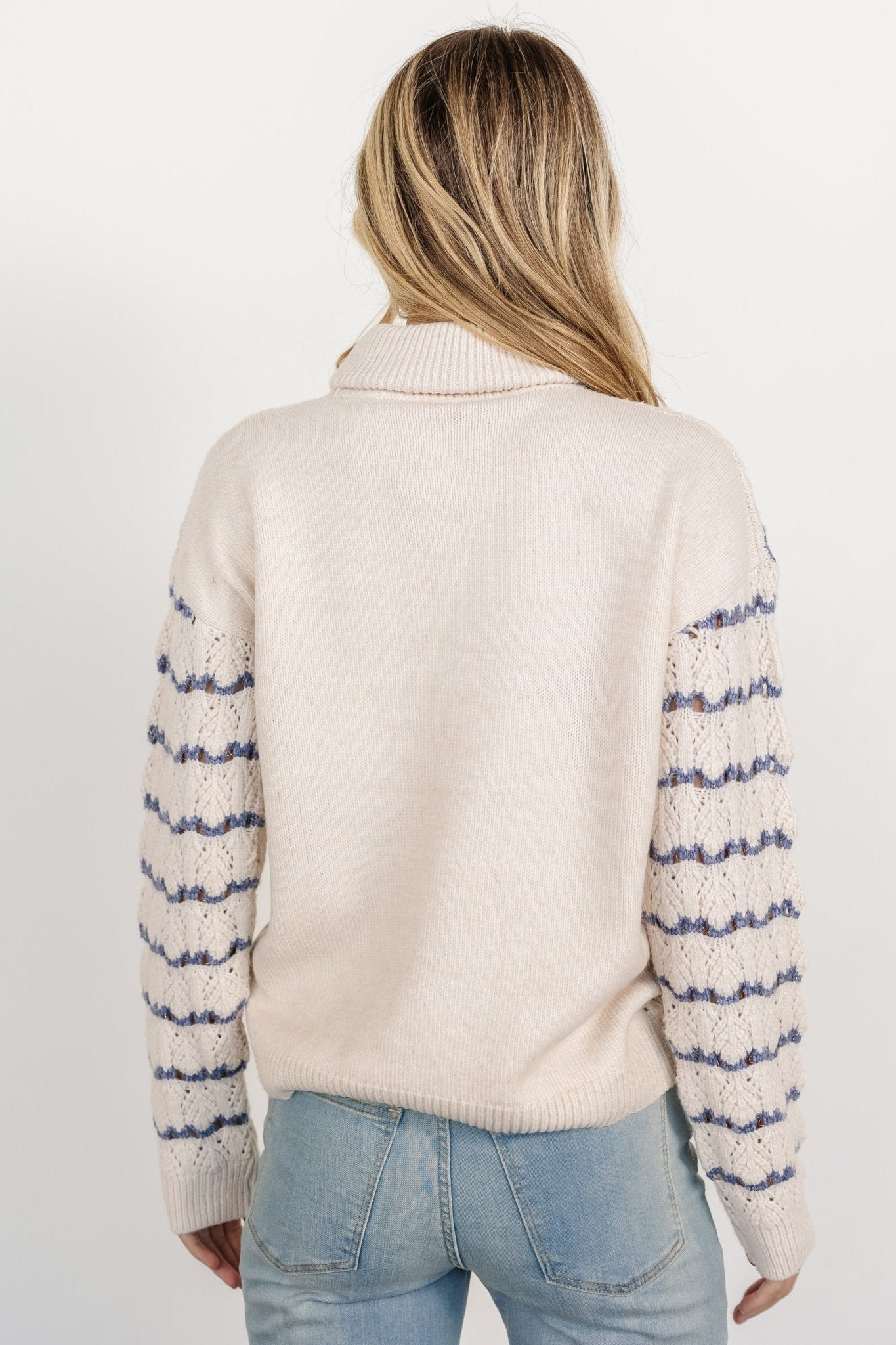 Knit Sweater | Ivory + Blue - Image 9