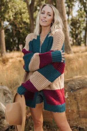 Chunky Knit Cardigan | Deep Topaz Multi