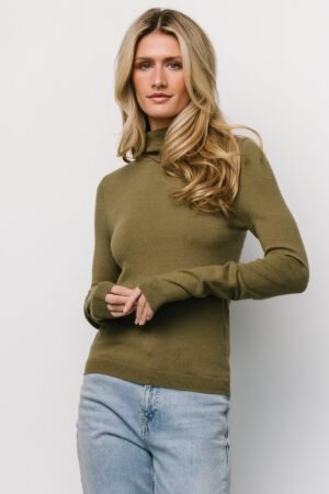 Turtleneck Sweater Top | Olive