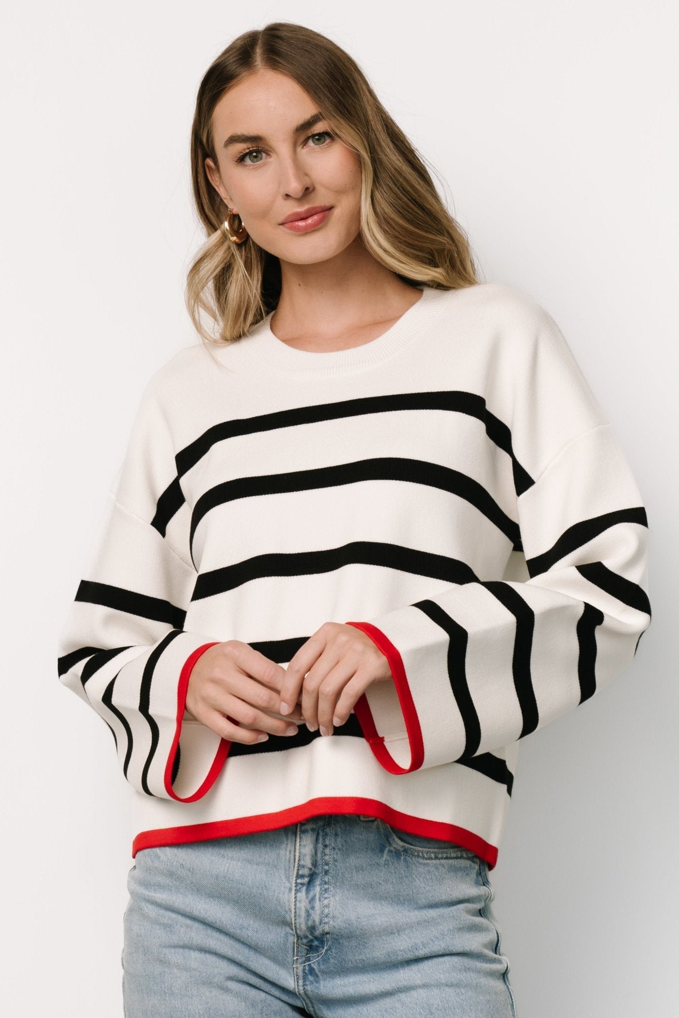 Striped Sweater | Off White + Black - Image 5