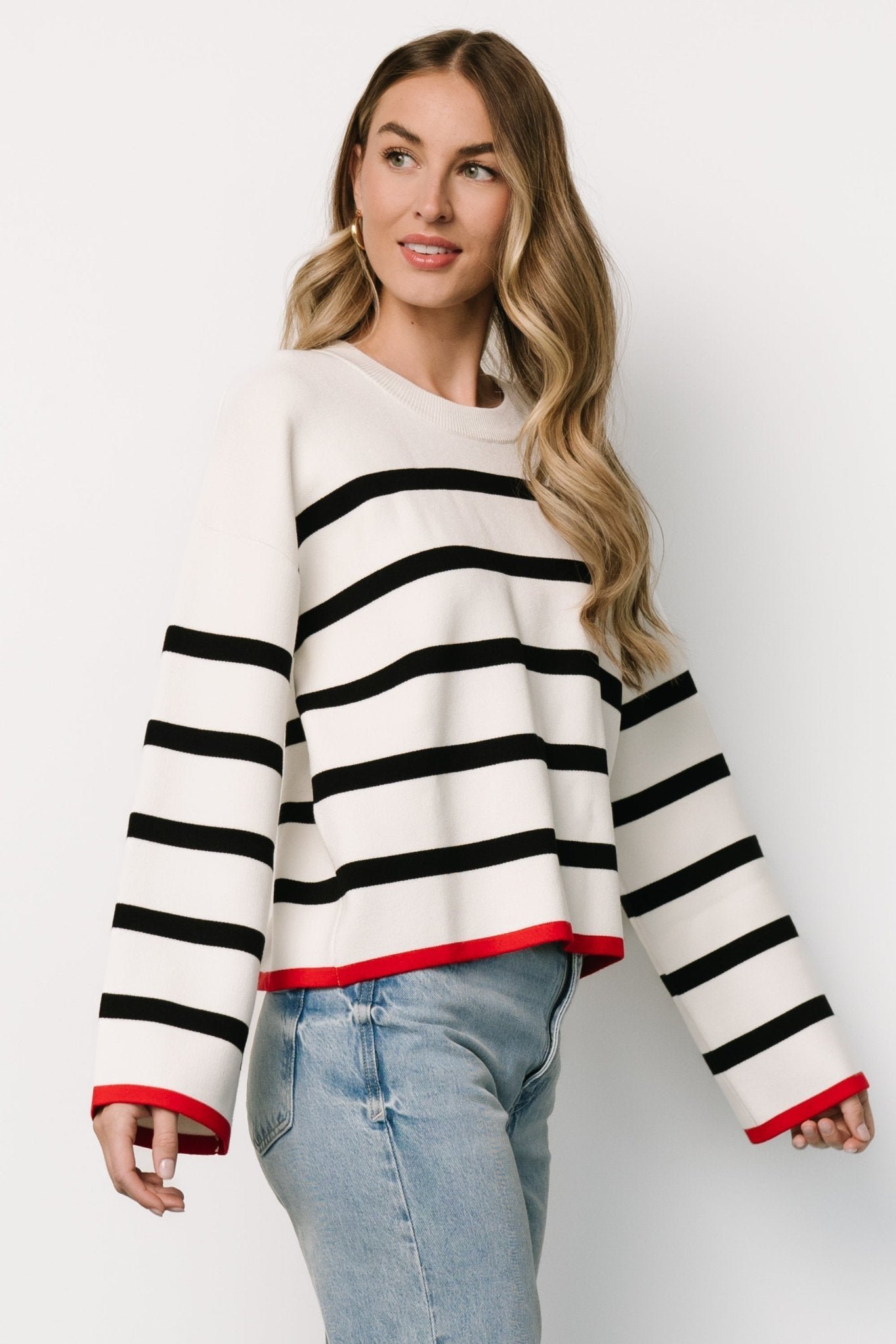 Striped Sweater | Off White + Black - Image 2