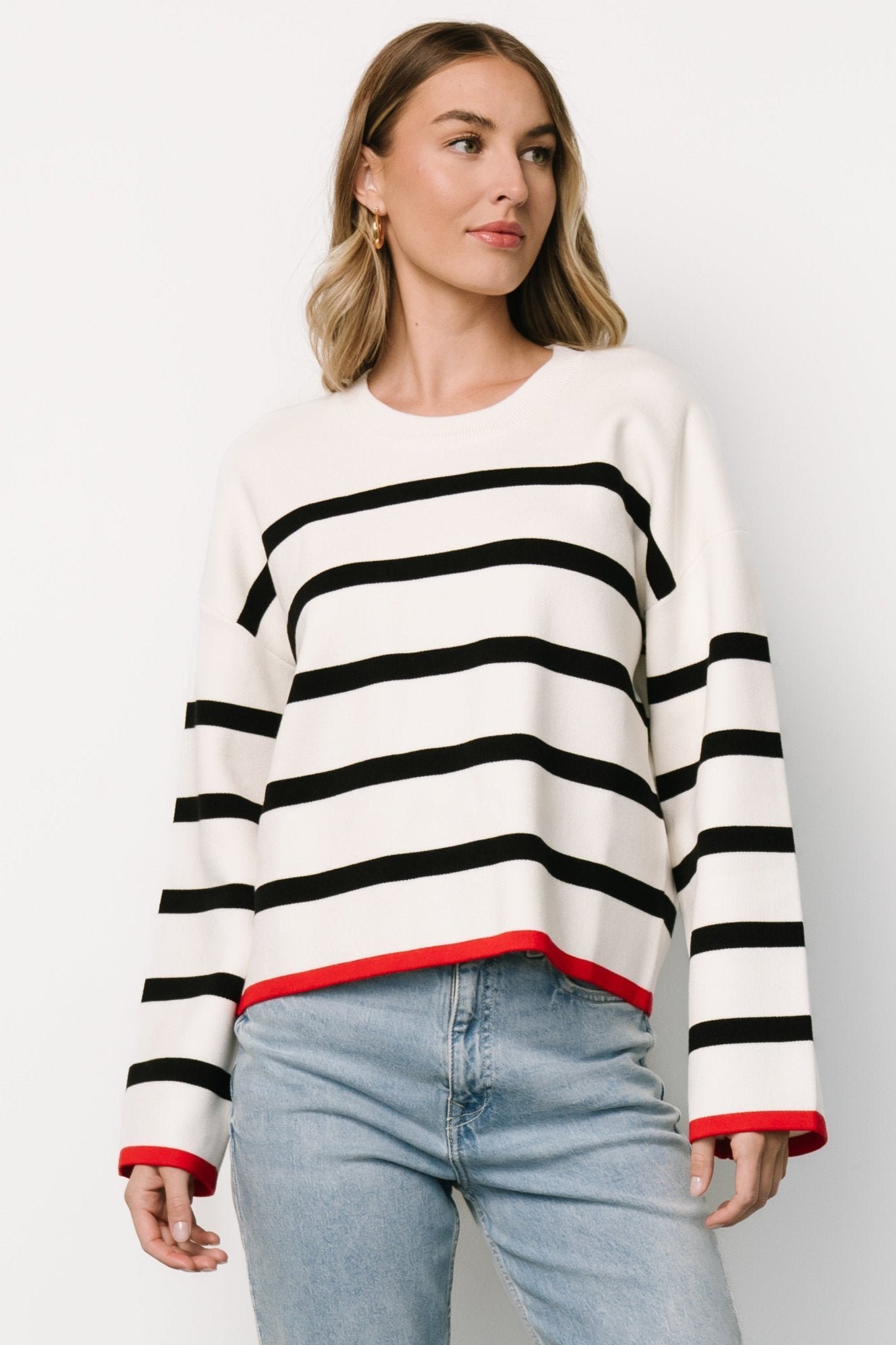 Striped Sweater | Off White + Black