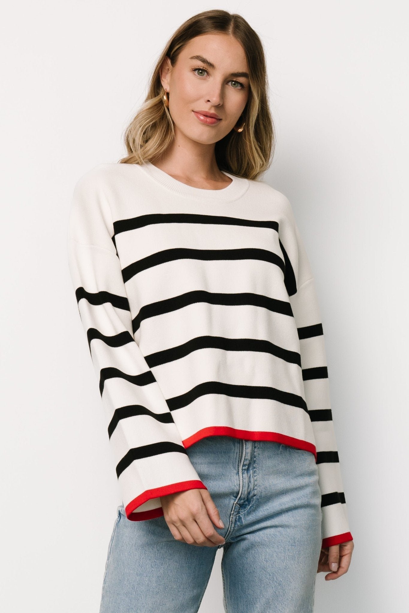 Striped Sweater | Off White + Black - Image 3