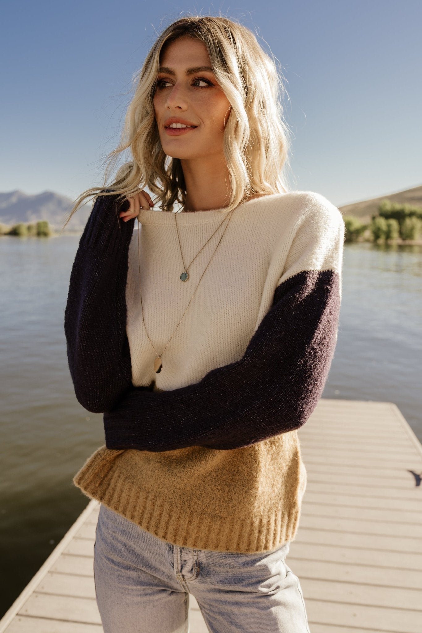 Color Block Sweater | Cream + Navy - Image 7