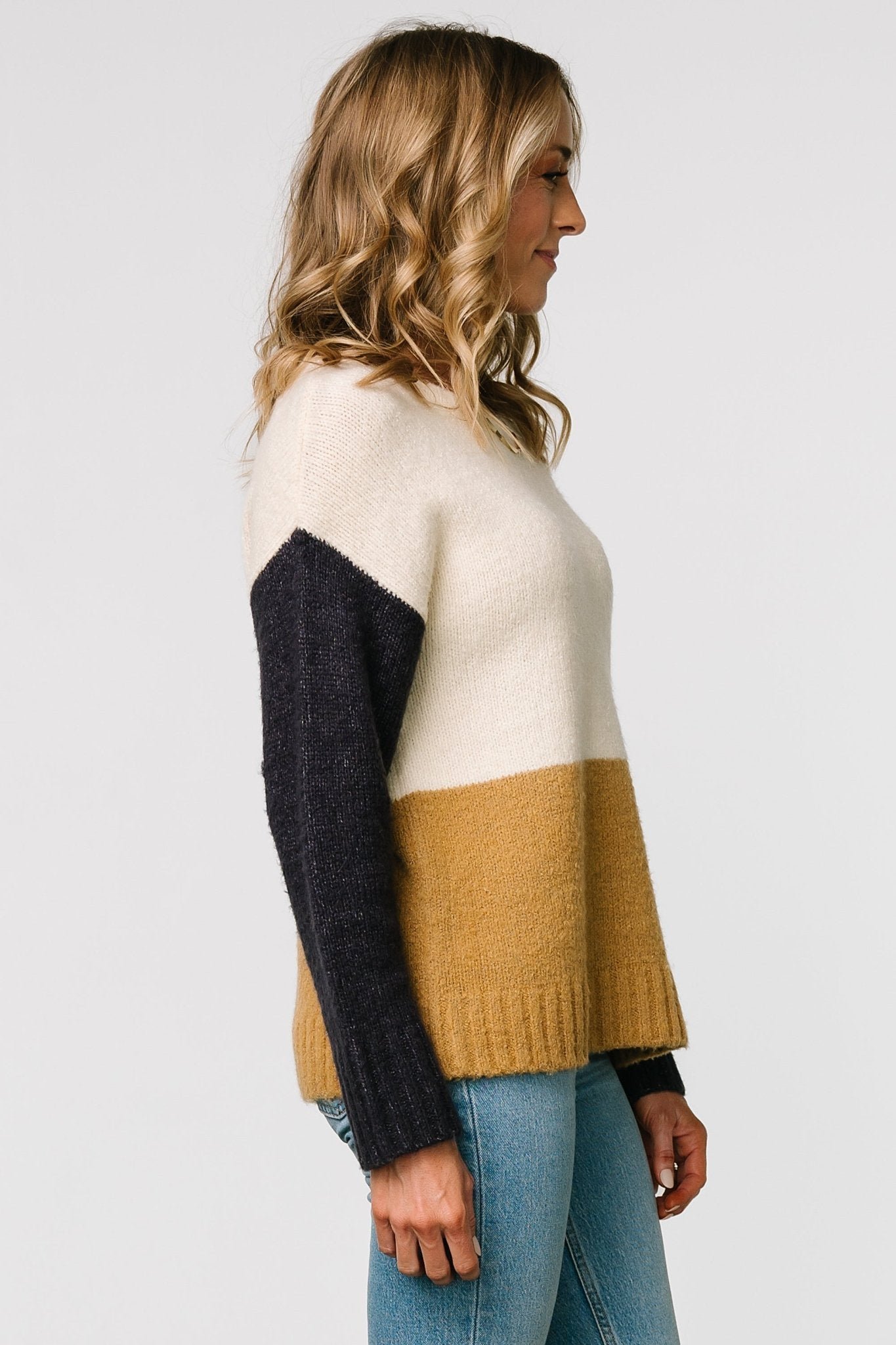 Color Block Sweater | Cream + Navy - Image 4