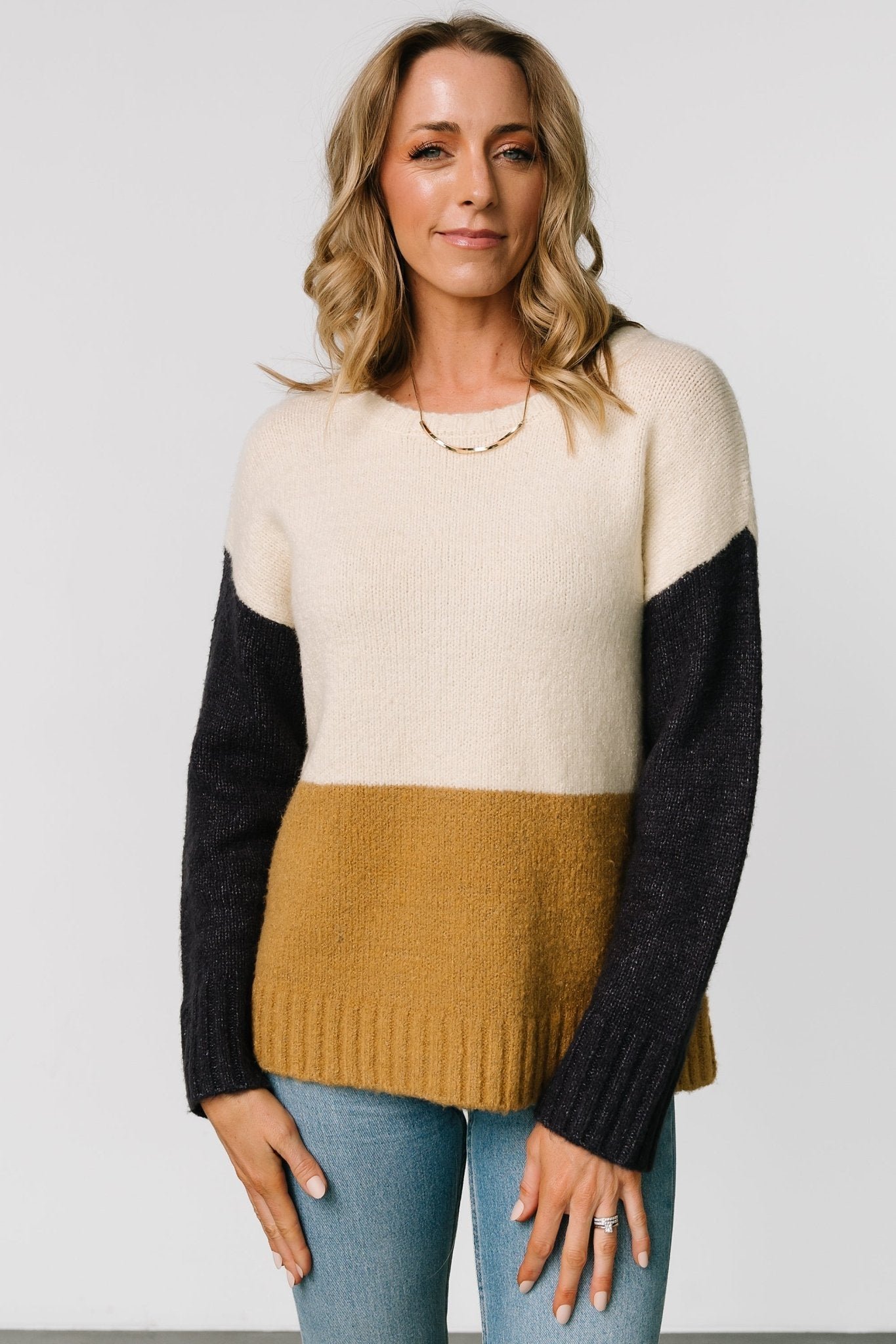 Color Block Sweater | Cream + Navy - Image 11