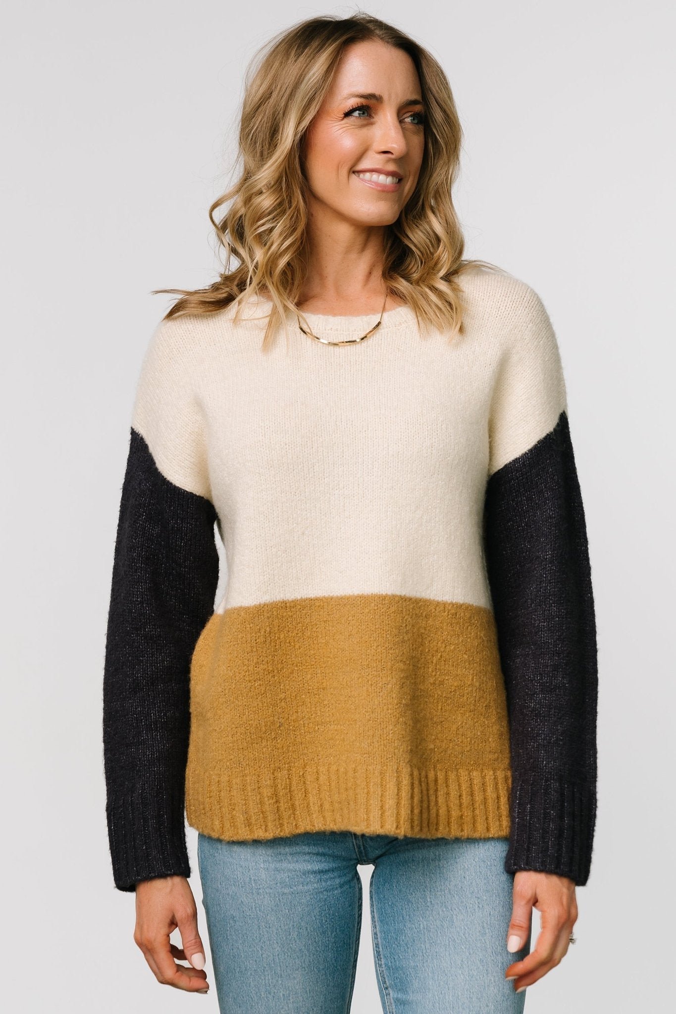 Color Block Sweater | Cream + Navy - Image 2