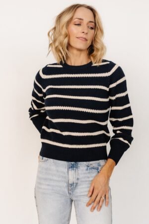 Knit Sweater | Navy + Cream Stripe