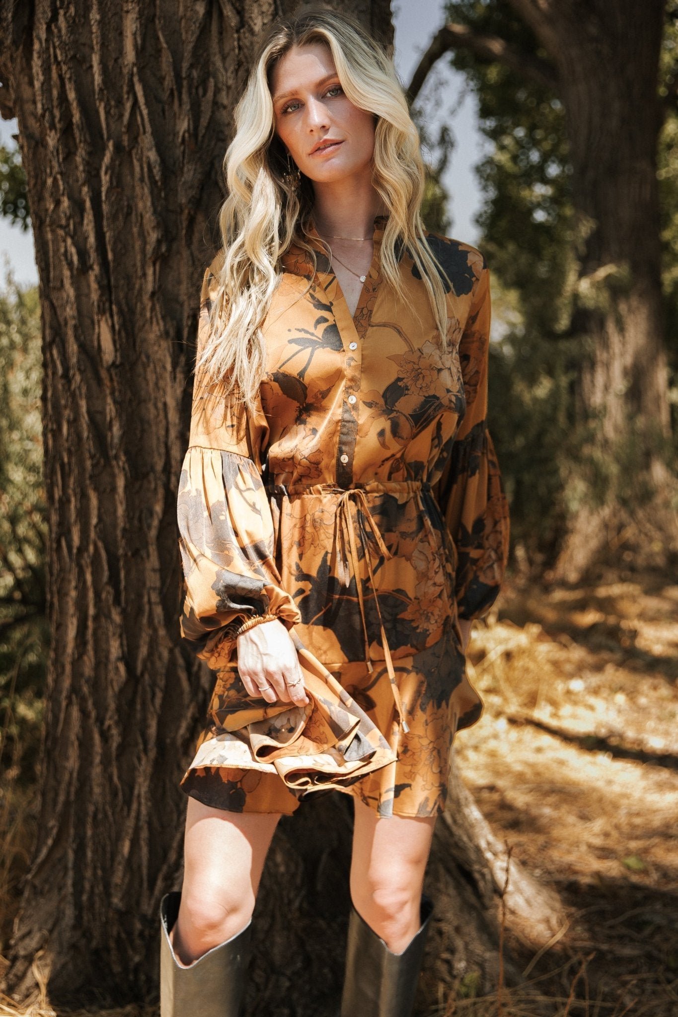 Short Dress | Gold Floral - Image 5