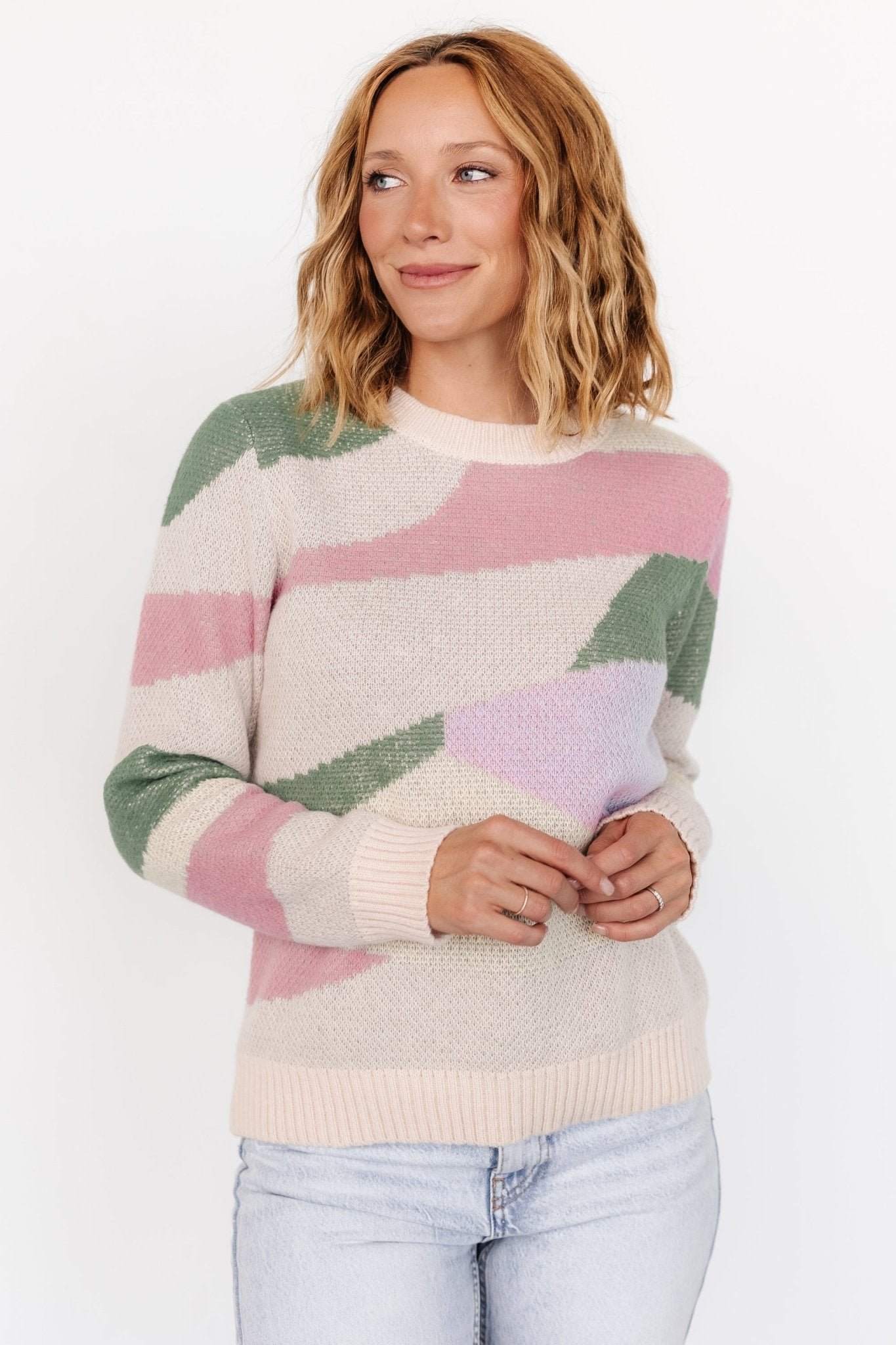 Violet Geo Sweater | Lilac + Green - Image 3